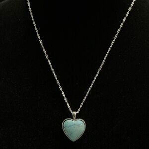 Sterling Silver Larimar Heart Necklace | 16” ss Chain